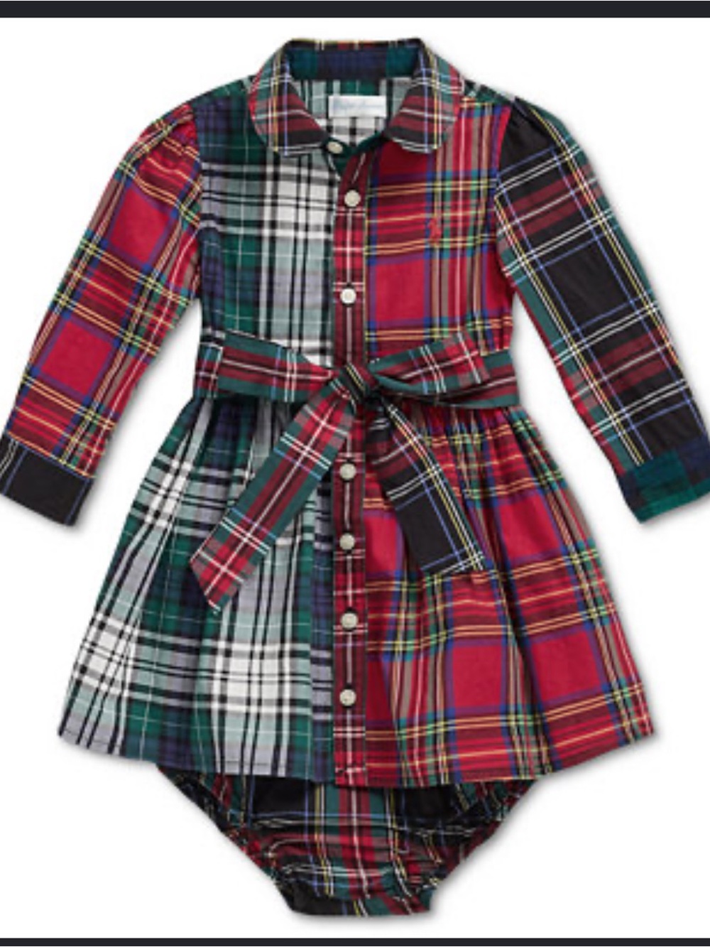 Ralph Lauren Baby Girl Cotton Plaid Dress with Bloomers Size 9 Months NWT